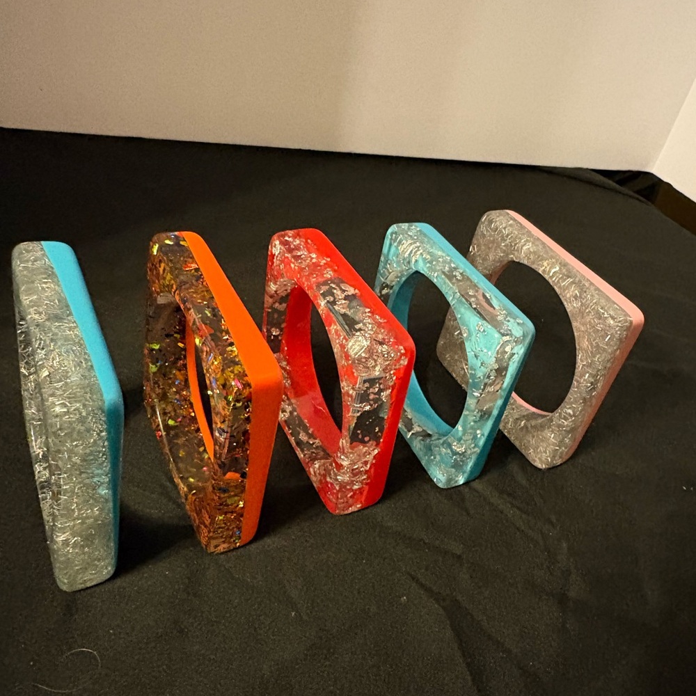 Sassy Jones “Unicorn” bangle set. Multicolor Square Bracelets